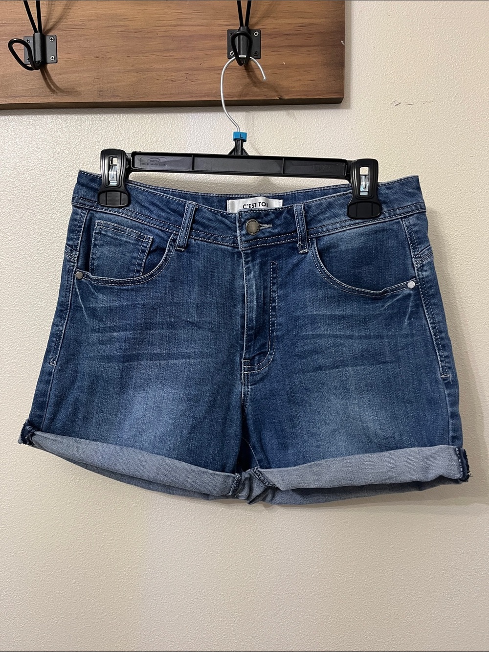 Women's Blue Denim Rolled Hem Shorts